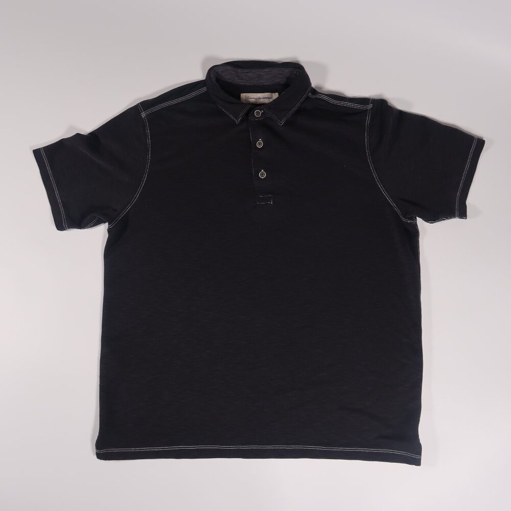 Tommy Bahama Men’s Large Navy Blue Modal Blend Polo Shirt Contrast Stitching